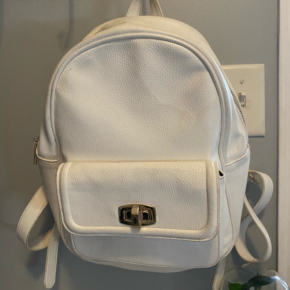 Forever 21 white mini backpack with gold hardware